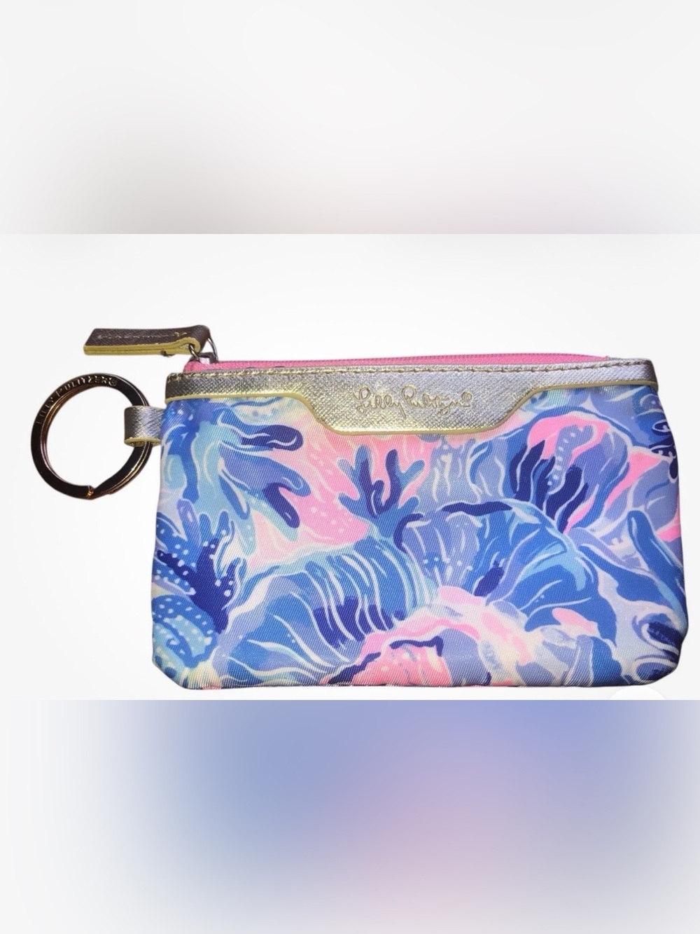 Lilly Pulitzer Pink and Blue Coral Print Card & Key Holder